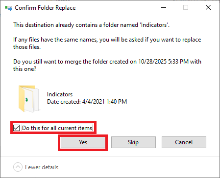 Apply to all items confirmation